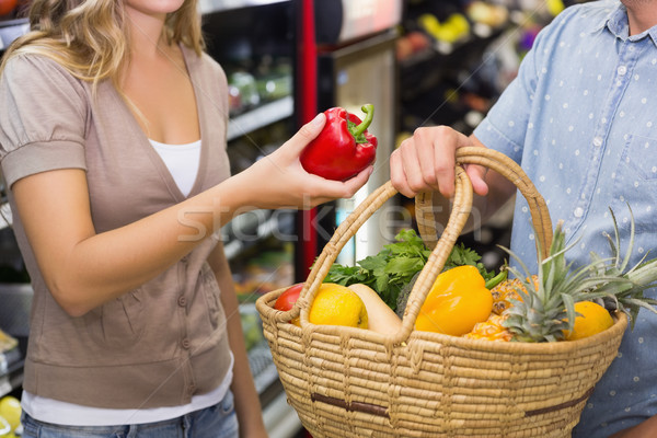 Stock foto: Hellen · Paar · kaufen · Gemüse · Supermarkt · Mann