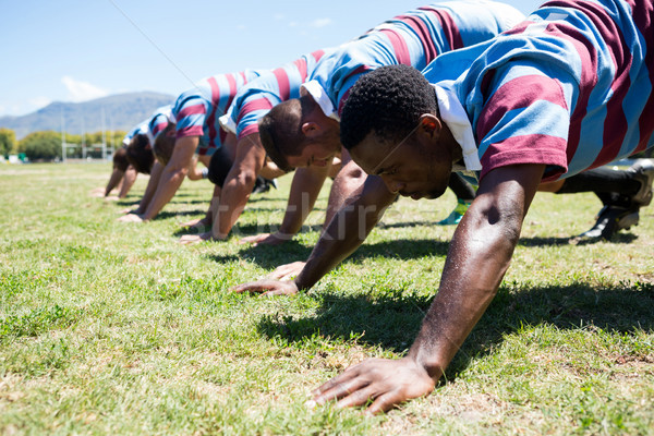 Rugby equipo herboso campo Foto stock © wavebreak_media