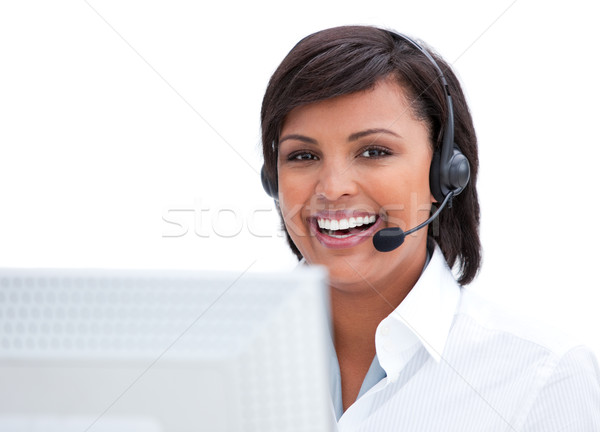 Portré mosolyog ügyfélszolgálat hatóanyag dolgozik számítógép Stock fotó © wavebreak_media