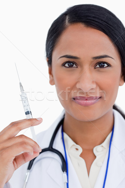 Közelkép női orvos injekciós tű fehér orvos Stock fotó © wavebreak_media