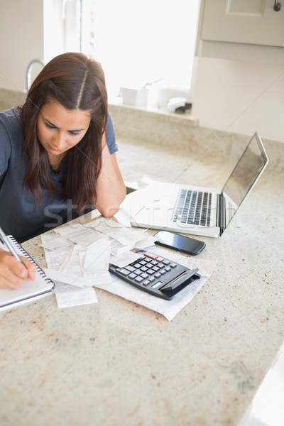 Woman calculating finances in kitchen Stock photo © wavebreak_media