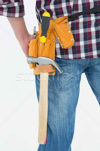 Stock photo: Cropped image of handyman wearing tool belt