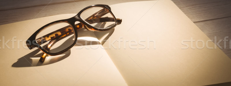 Stock fotó: üres · jegyzettömb · olvasószemüveg · asztal · üzlet · iroda