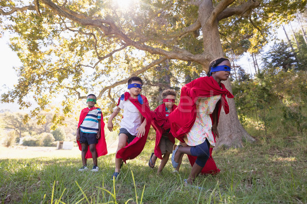 группа друзей superhero костюмы травянистый Сток-фото © wavebreak_media