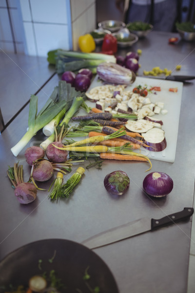 Close-up of chopped vegetables on kitchen worktop Stock photo © wavebreak_media