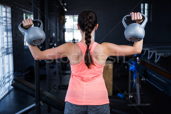 Stok fotoğraf: Atlet · kettlebells · spor · salonu · ayakta