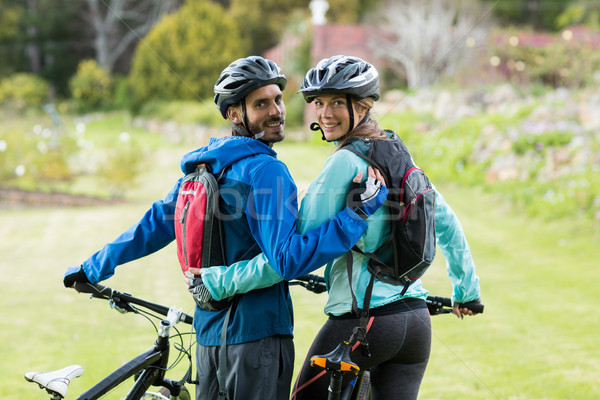 пару горных велосипедов портрет женщину Сток-фото © wavebreak_media