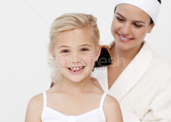 Belle mère cheveux salle de bain femme sourire [[stock_photo]] © wavebreak_media