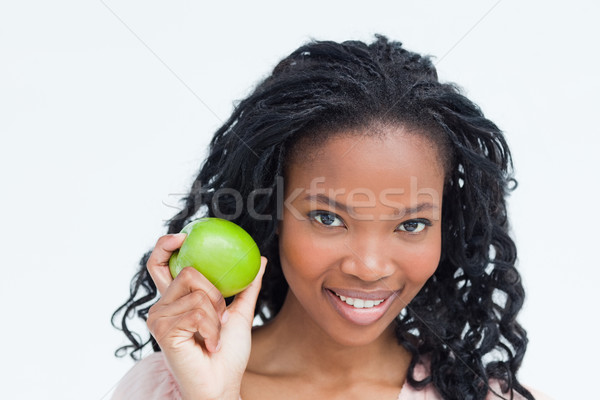 улыбаясь женщину зеленый яблоко вверх Сток-фото © wavebreak_media