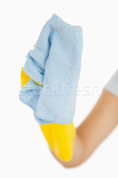 Main jaune gants bleu rag [[stock_photo]] © wavebreak_media