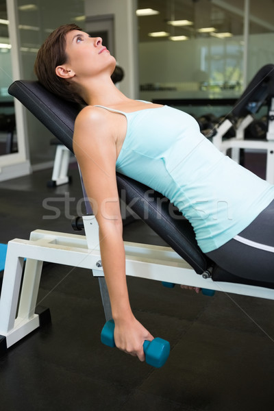 Fit brunette lifting dumbbells on bench Stock photo © wavebreak_media