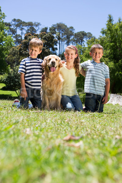 Glücklich Geschwister Hund Familie Mädchen Stock foto © wavebreak_media