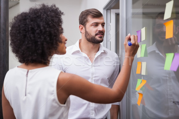 équipe commerciale regarder sticky notes bureau réunion [[stock_photo]] © wavebreak_media