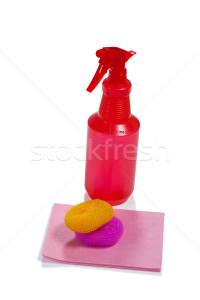 Cleaning spray bottle and dish scrubber Stock photo © wavebreak_media