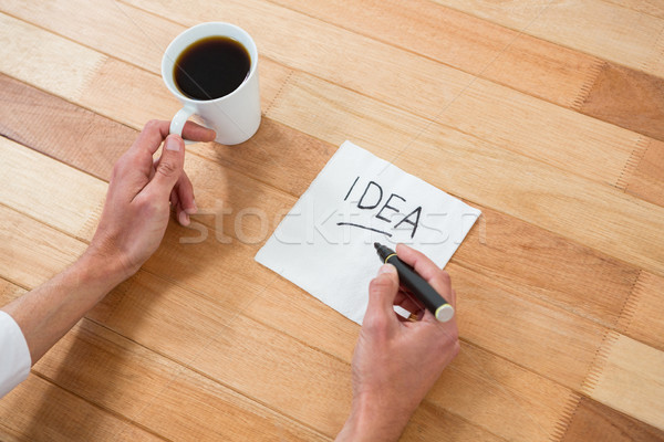 Stockfoto: Uitvoerende · handen · schrijven · papier · fiche · hand