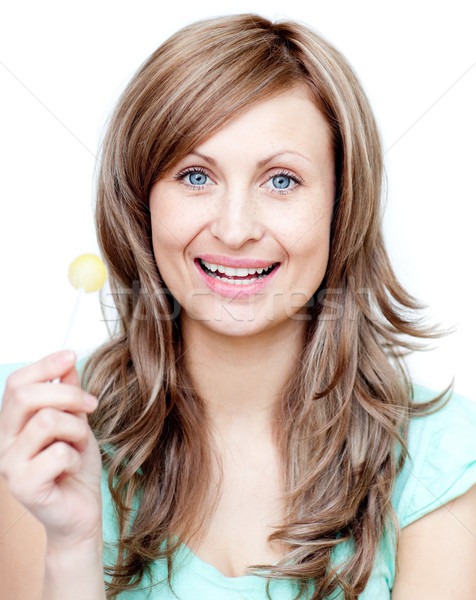 Beautiful woman holding a lollipop  Stock photo © wavebreak_media