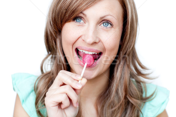 Radiant woman holding a lollipop  Stock photo © wavebreak_media