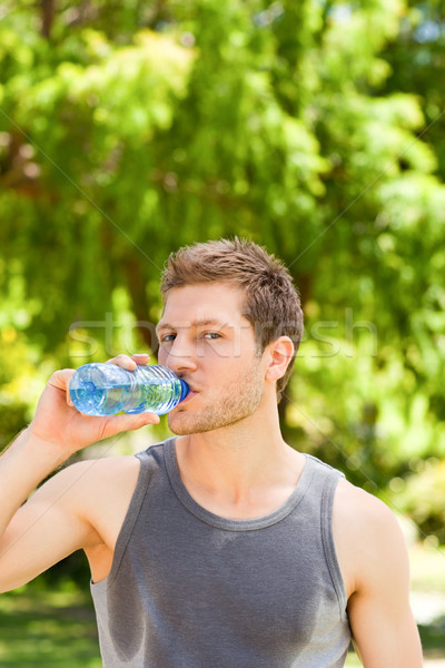 Sporty man drinking water in the park Stock photo © wavebreak_media