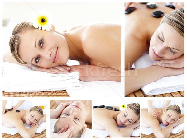 Collage of an attractive young girl being massaged  Stock photo © wavebreak_media