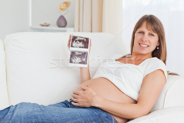 Stok fotoğraf: Hamile · kadın · ultrason · taramak · oturma · odası · kadın