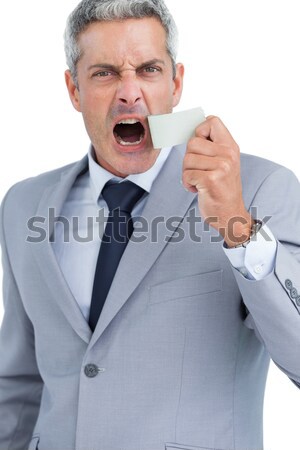 Portret boos zakenman opknoping omhoog witte Stockfoto © wavebreak_media