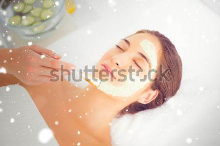 Boldog szőke nő csobbanás arc fehér száj Stock fotó © wavebreak_media