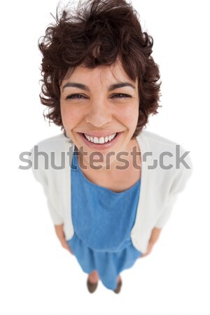 Femme souriante permanent blanche portrait Homme robe [[stock_photo]] © wavebreak_media