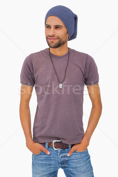 Handsome man wearing beanie hat Stock photo © wavebreak_media