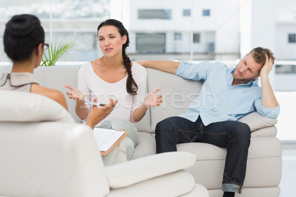 Mérges pár ül kanapé beszél terapeuta Stock fotó © wavebreak_media
