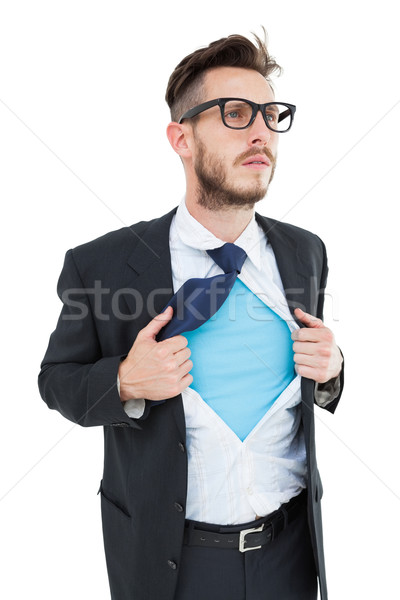 Geeky hipster opening shirt superhero style Stock photo © wavebreak_media