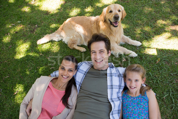 Szczęśliwą rodzinę psa parku kobieta dziewczyna Zdjęcia stock © wavebreak_media