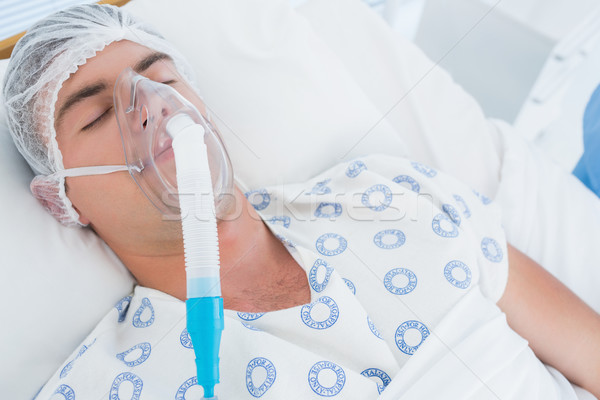 Hasta oksijen maskesi hastane oda adam yatak Stok fotoğraf © wavebreak_media