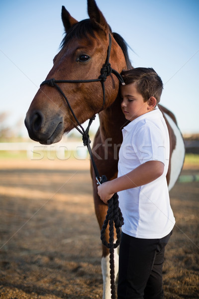 Băiat cal ranch vară pregătire Imagine de stoc © wavebreak_media