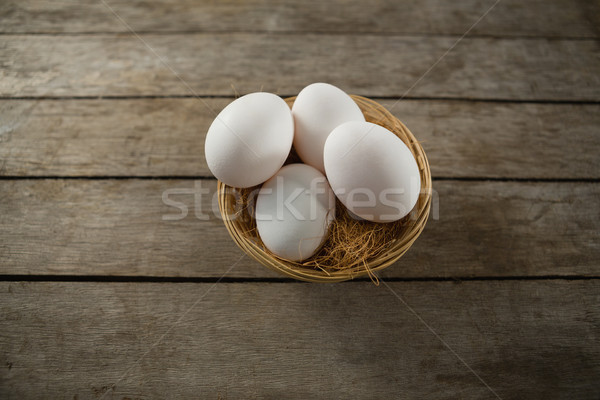 Stock photo: Directly above shot of eggs in basket