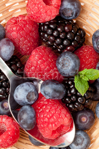 Berries eating in a basket in a high angle view Stock photo © wavebreak_media