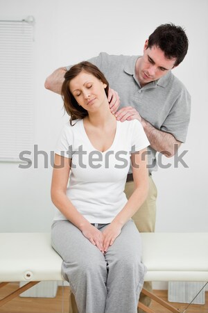 Stock foto: Frau · Sitzung · manipuliert · medizinischen · Zimmer · Hände