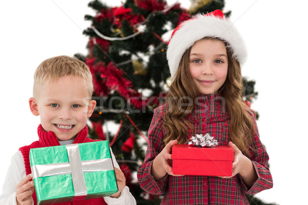 Wenig Geschwister lächelnd Kamera halten Stock foto © wavebreak_media