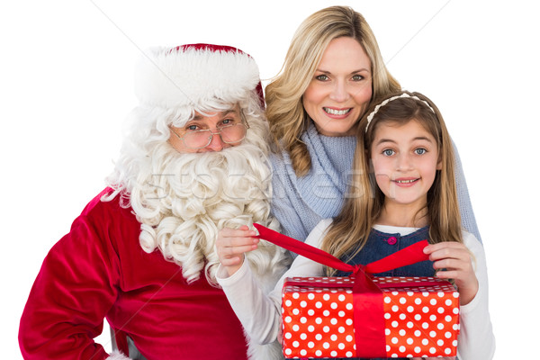 Mother and daughter with santa claus Stock photo © wavebreak_media