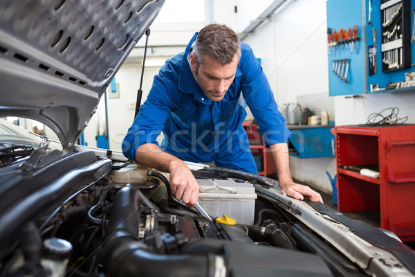 Mechanic examining under hood of car Stock photo © wavebreak_media