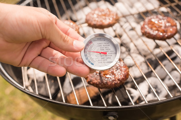 Man using meat thermometer while barbecuing  Stock photo © wavebreak_media