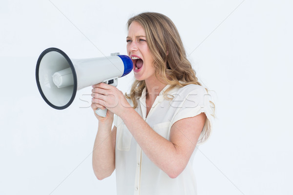 Femeie alb vorbitor ţipa Imagine de stoc © wavebreak_media