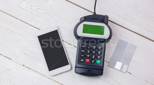 Overhead of pin terminal and smartphone Stock photo © wavebreak_media