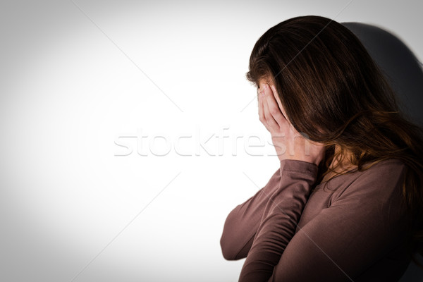 Bunalımlı kadın kafa eller beyaz üzücü Stok fotoğraf © wavebreak_media