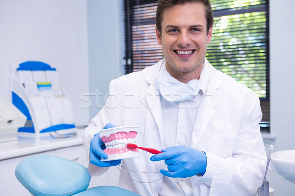 Portret dentysta stomatologicznych pleśń posiedzenia kliniki Zdjęcia stock © wavebreak_media