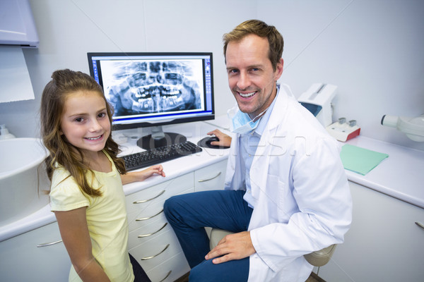 Smiling young patient and dentist in dental clinic Stock photo © wavebreak_media