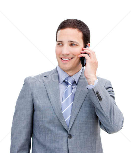 Portret charismatische zakenman telefoon witte kantoor Stockfoto © wavebreak_media