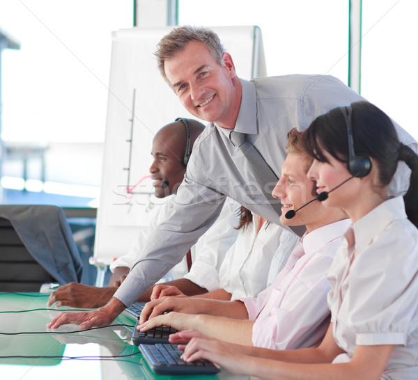 Stock photo: Business manager in a call centre