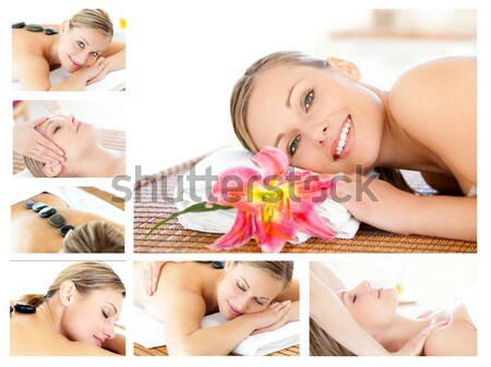 Montaje hermosa mujeres relajante spa centro Foto stock © wavebreak_media