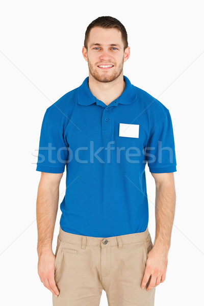 Stock foto: Lächelnd · jungen · Verkäufer · weiß · Business · Gesicht