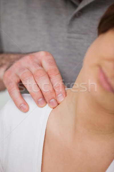 Close-up of a man massaging the nape of a woman in a room Stock photo © wavebreak_media